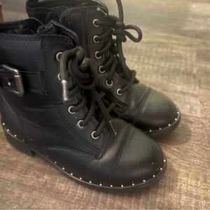 Kids Black Lace-Up Boots